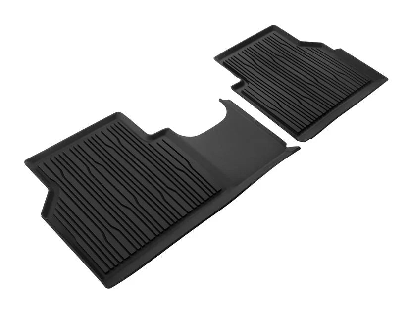 Genuine Ford Electric Explorer & Electric Capri Rubber Floor Mats Rear, Black, Tray Style With Raised Edges