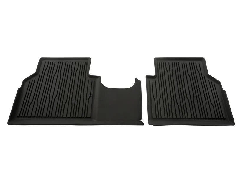 Genuine Ford Electric Explorer & Electric Capri Rubber Floor Mats Rear, Black, Tray Style With Raised Edges