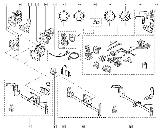 Genuine Renault Traffic Passenger Attachments For Ball Joint, 4-Hole Hook And 4-Hole Mixed Hook