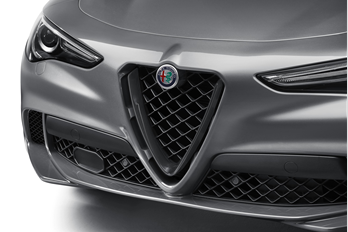 Genuine Alfa Romeo Stelvio Front Grill With Glossy Dark Miron "V" Insert For Quadrifoglio Version