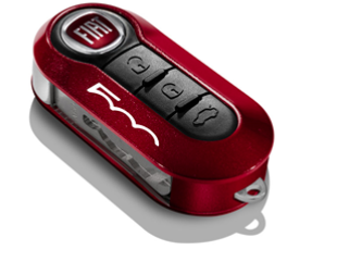 Genuine Fiat 500 Key Cover In Metallic Red And Pastel Black