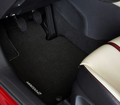 Genuine Mazda 2 Velour Floor Mats - White Stitching