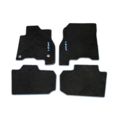 Genuine Nissan Leaf Velour Floor Mats - Black With Blue Stitching