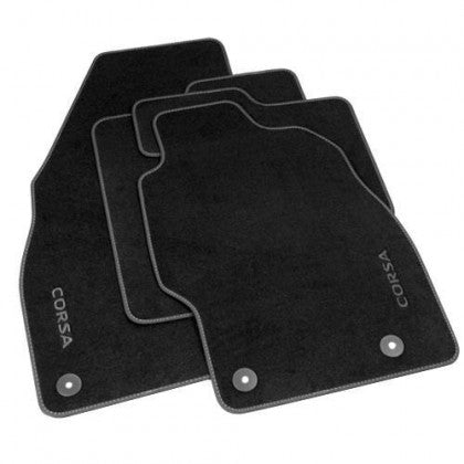 Genuine Corsa E Velour Carpet Mats - Black & Grey